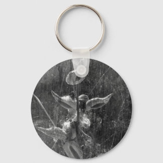 Milkweed Black and White Grunge Keychain