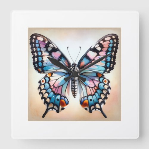 Milkweed Butterfly 060624IREF113 _ Watercolor Square Wall Clock