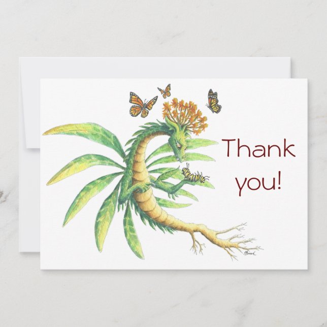 Milkweed Dragon & Monarchs - Thank You card (Front)