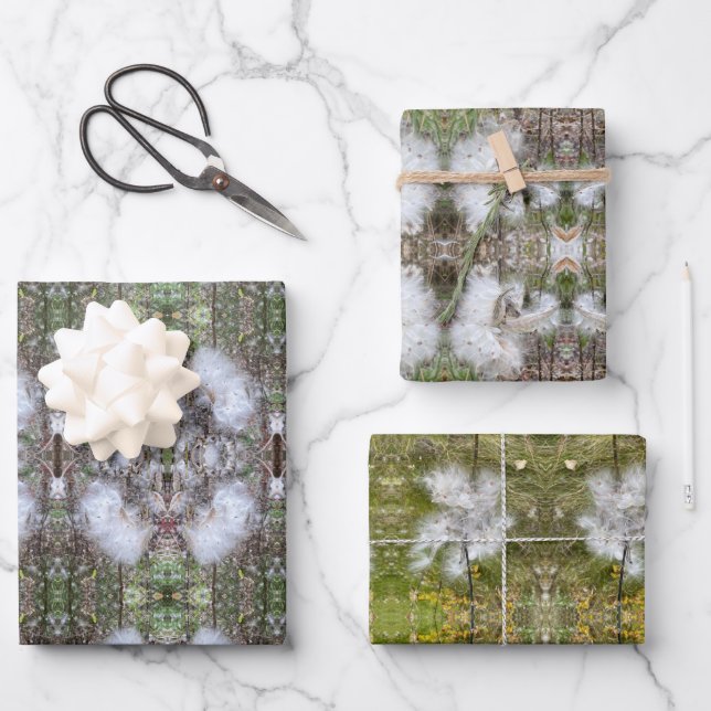 Milkweed Pods, Seeds and Silk | Natural | Wrapping Paper Sheets (Front)