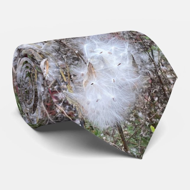 Milkweed Seeds and Silk Neck Tie (Rolled)