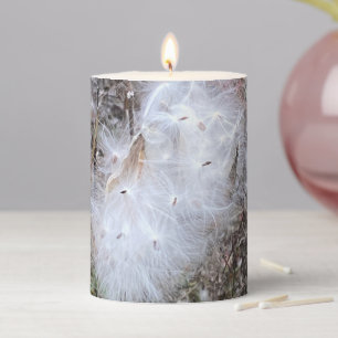 Milkweed Seeds and Silk Pillar Candle