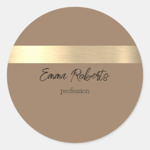 Milky Coffee Brown Gold Foil Rustic Faux  Classic Round Sticker