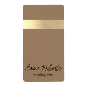 Milky Coffee Brown Gold Foil Rustic Faux Label
