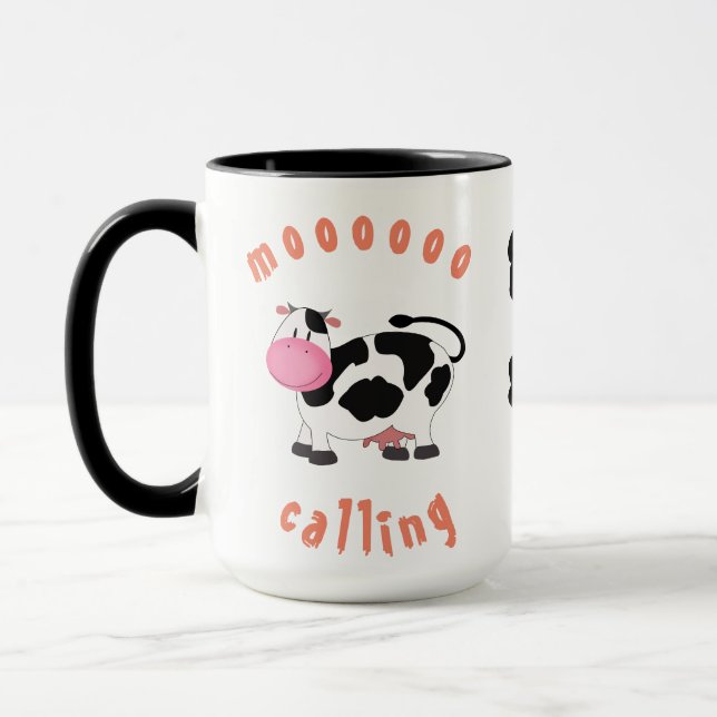 Milky Moo-ments cute cow drinking milk reminder  Mug (Left)