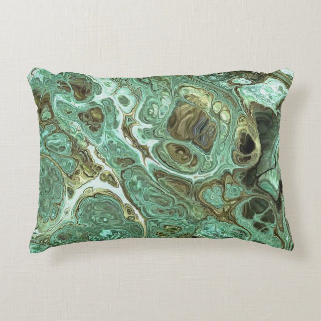 Milky Teal and Gray Marble Swirl Accent Pillow (Front)