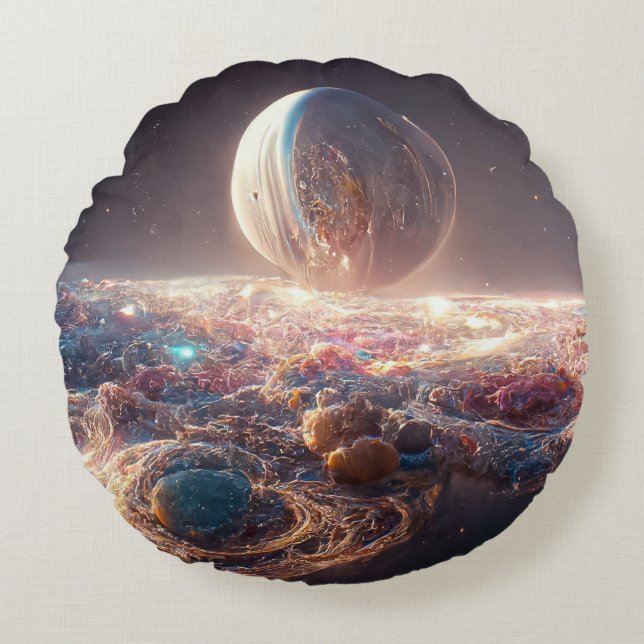 Milky Way and galaxies Round Pillow (Front)