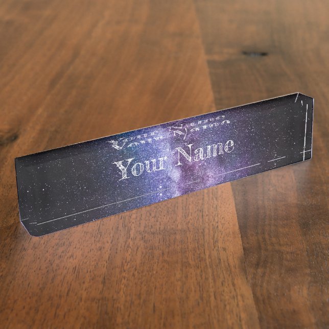 Milky way bright colors desk name plate (Side)