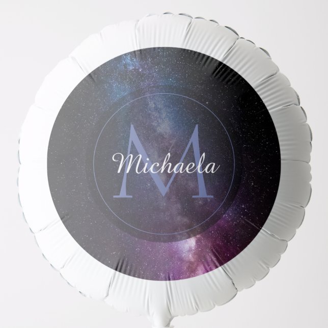 Milky way bright colors personalizable monogram balloon (Front)