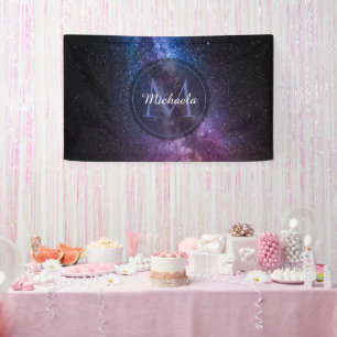 Milky way bright colors personalizable monogram banner