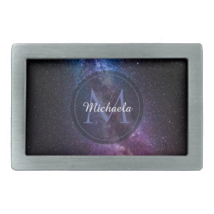 Milky way bright colors personalizable monogram belt buckle