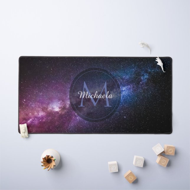 Milky way bright colors personalizable monogram desk mat (Kids Table)