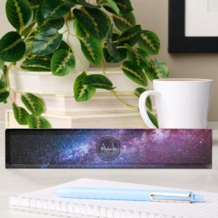 Milky way bright colors personalizable monogram desk name plate