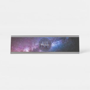 Milky way bright colors personalizable monogram desk name plate