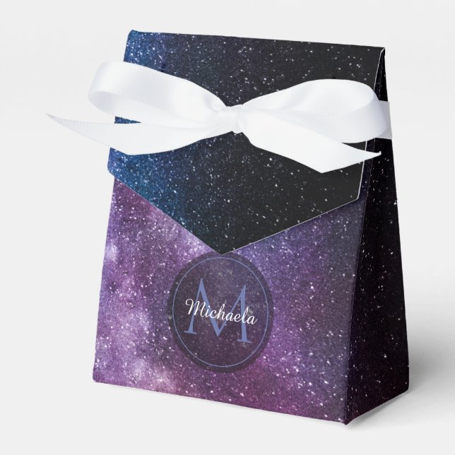 Milky way bright colors personalizable monogram favor boxes (Front Side)
