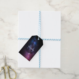Milky way bright colors personalizable monogram gift tags