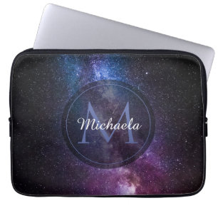 Milky way bright colors personalizable monogram laptop sleeve