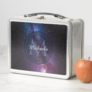 Milky way bright colors personalizable monogram metal lunch box