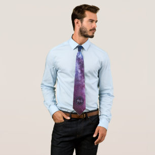Milky way bright colors personalizable monogram neck tie