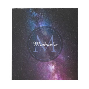 Milky way bright colors personalizable monogram notepad