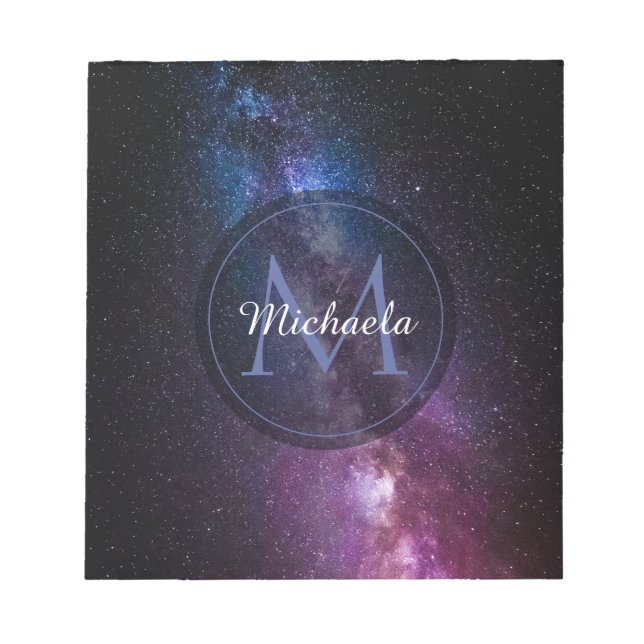 Milky way bright colors personalizable monogram notepad (Front)