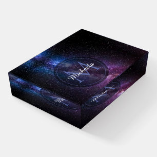 Milky way bright colors personalizable monogram paperweight