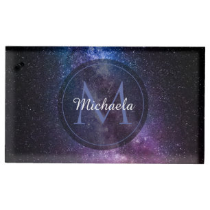 Milky way bright colors personalizable monogram place card holder