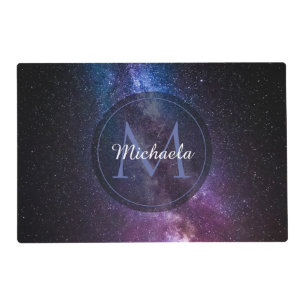 Milky way bright colors personalizable monogram placemat