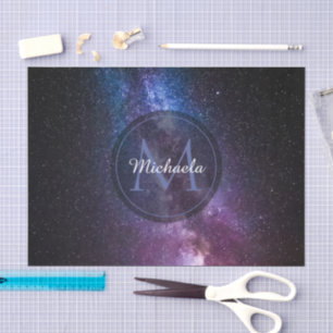 Milky way bright colors personalizable monogram tissue paper