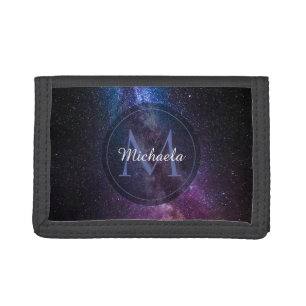 Milky way bright colors personalizable monogram trifold wallet
