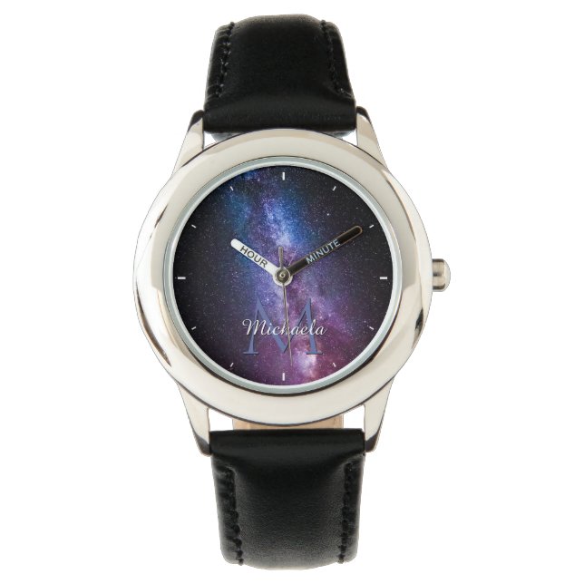 Milky way bright colors personalizable monogram watch (Front)