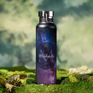 Milky way bright colors personalizable monogram water bottle
