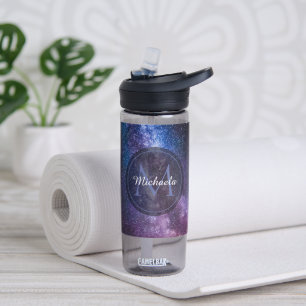 Milky way bright colors personalizable monogram water bottle