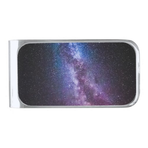 Milky way bright colors silver finish money clip