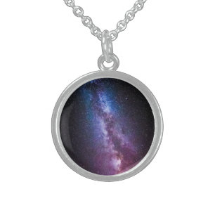 Milky way bright colors sterling silver necklace