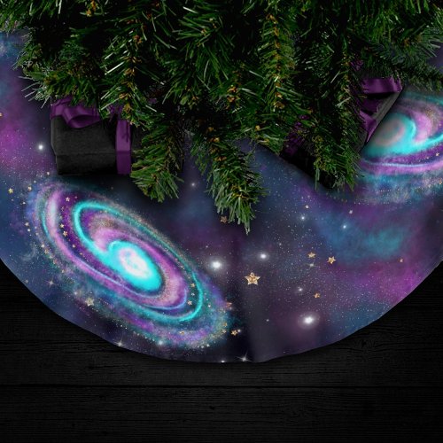 Milky Way Galaxy  Cosmic Blue Purple Pink Glow Brushed Polyester Tree Skirt