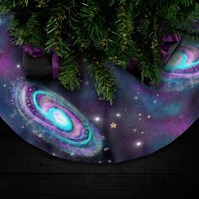 Milky Way Galaxy | Cosmic Blue Purple Pink Glow Brushed Polyester Tree Skirt (Creator Uploaded)