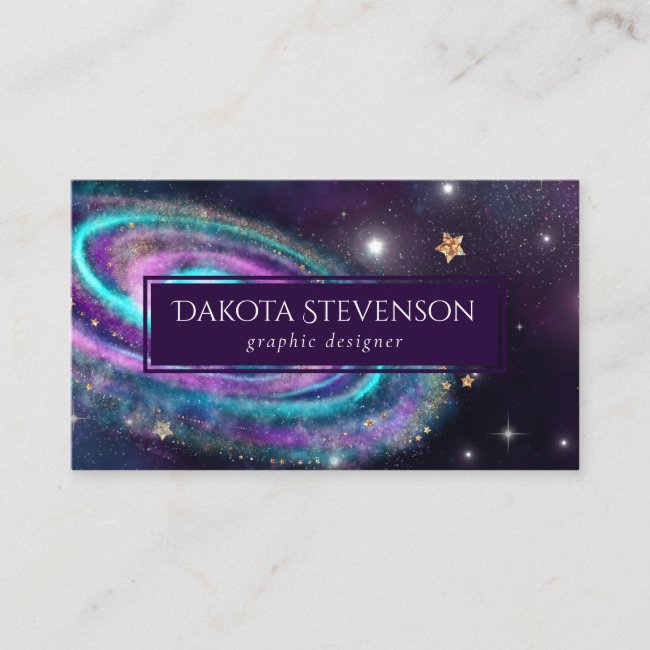 Milky Way Galaxy | Cosmic Blue Purple Pink Glow Business Card
