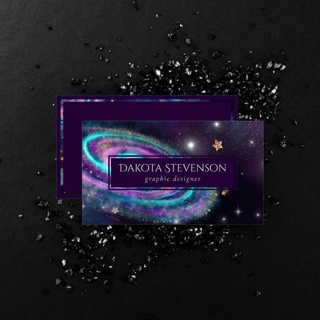 Milky Way Galaxy | Cosmic Blue Purple Pink Glow Business Card (Creator Uploaded)