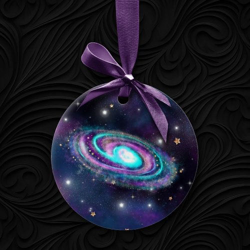Milky Way Galaxy  Cosmic Blue Purple Pink Glow Ceramic Ornament