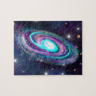 Milky Way Galaxy Cosmic Blue Purple Pink Glow Jigsaw Puzzle
