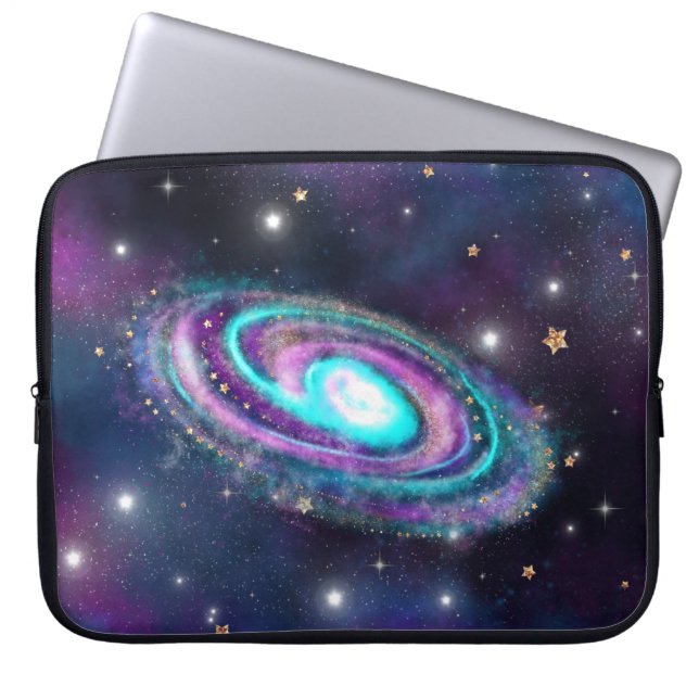 Milky Way Galaxy | Cosmic Blue Purple Pink Glow Laptop Sleeve (Front)