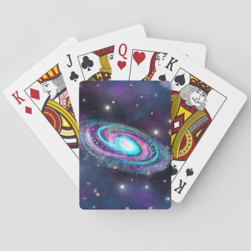 Milky Way Galaxy  Cosmic Blue Purple Pink Glow Poker Cards