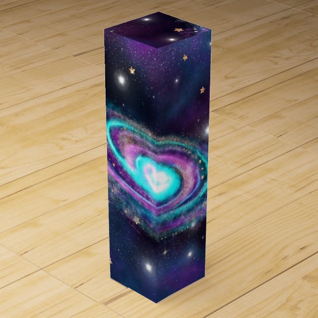 Milky Way Galaxy | Cosmic Blue Purple Pink Glow Wine Box (Front)