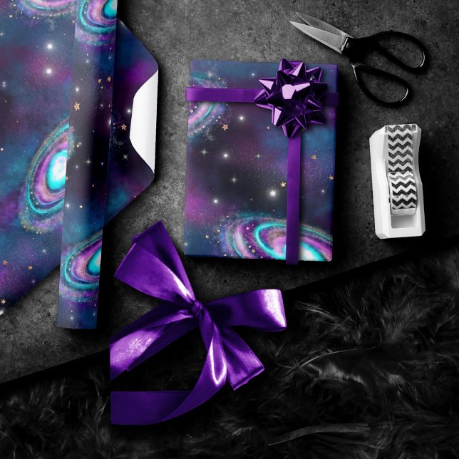 Milky Way Galaxy | Cosmic Blue Purple Pink Glow Wrapping Paper (Creator Uploaded)