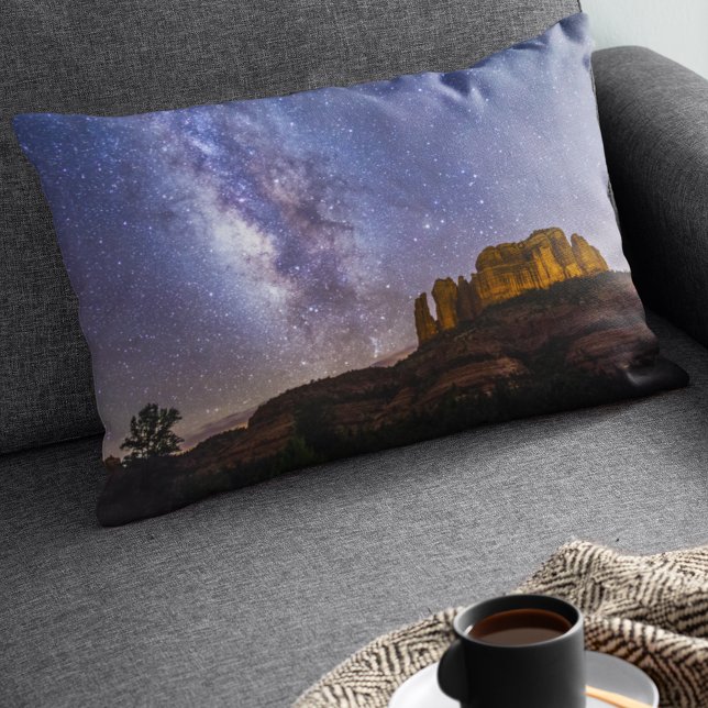 Milky Way Galaxy Over Cathedral Rock, Arizona Accent Pillow (Creator Uploaded)