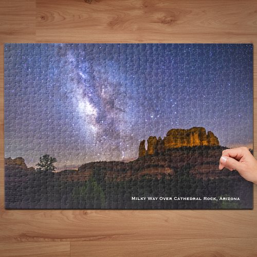 Milky Way Galaxy Over Cathedral Rock Arizona Jigsaw Puzzle