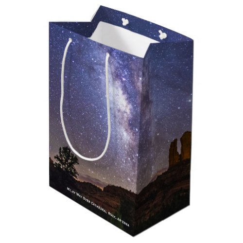 Milky Way Galaxy Over Cathedral Rock Arizona Medium Gift Bag