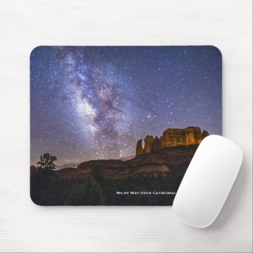 Milky Way Galaxy Over Cathedral Rock Arizona Mouse Pad