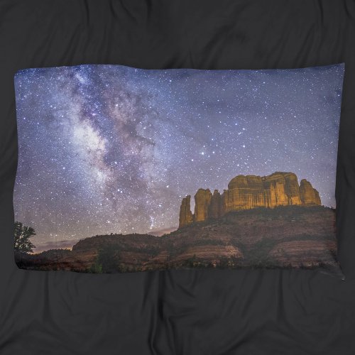 Milky Way Galaxy Over Cathedral Rock Arizona Pillow Case